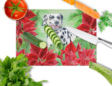 Load image into Gallery viewer, Dalmatian Poinsettas Glass Cutting Boards – Durable, Decorative Kitchen Art Large CK1301LCB