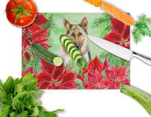 Load image into Gallery viewer, German Shepherd Poinsettas Glass Cutting Boards – Durable, Decorative Kitchen Art Large CK1302LCB