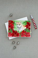 Load image into Gallery viewer, Siberian Husky Poinsettas Greeting Cards -  Blank Note Cards – 8-Pack of Artist-Designed Cards with Envelopes