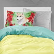 Load image into Gallery viewer, Siberian Husky Poinsettas  Standard Pillowcase – Artistic Decorative Front, White Back CK1303PILLOWCASE