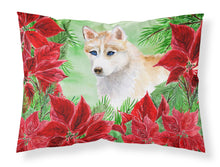 Load image into Gallery viewer, Siberian Husky Poinsettas  Standard Pillowcase – Artistic Decorative Front, White Back CK1303PILLOWCASE