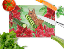 Load image into Gallery viewer, Miniature Pinscher Poinsettas Glass Cutting Boards – Durable, Decorative Kitchen Art Large CK1304LCB