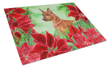 Load image into Gallery viewer, Miniature Pinscher Poinsettas Glass Cutting Boards – Durable, Decorative Kitchen Art Large CK1304LCB
