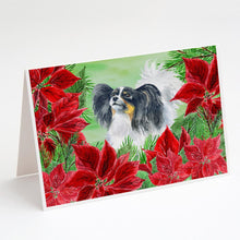 Load image into Gallery viewer, Papillon Poinsettas Greeting Cards -  Blank Note Cards – 8-Pack of Artist-Designed Cards with Envelopes