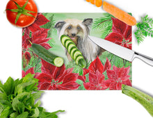 Load image into Gallery viewer, Chinese Crested Poinsettas Glass Cutting Boards – Durable, Decorative Kitchen Art Large CK1307LCB