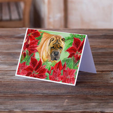 Load image into Gallery viewer, Shar Pei Poinsettas Greeting Cards -  Blank Note Cards – 8-Pack of Artist-Designed Cards with Envelopes