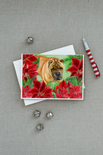 Load image into Gallery viewer, Shar Pei Poinsettas Greeting Cards -  Blank Note Cards – 8-Pack of Artist-Designed Cards with Envelopes