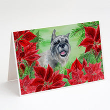 Load image into Gallery viewer, Schnauzer Poinsettas Greeting Cards -  Blank Note Cards – 8-Pack of Artist-Designed Cards with Envelopes