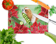 Load image into Gallery viewer, Cavalier Spaniel Poinsettas Glass Cutting Boards – Durable, Decorative Kitchen Art Large CK1311LCB