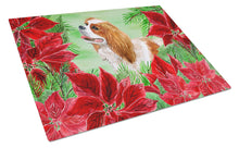 Load image into Gallery viewer, Cavalier Spaniel Poinsettas Glass Cutting Boards – Durable, Decorative Kitchen Art Large CK1311LCB