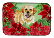 Load image into Gallery viewer, Golden Retriever Poinsettas Dish Drying Mat – Absorbent, Artistic Kitchen Essentials CK1312DDM