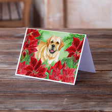 Load image into Gallery viewer, Golden Retriever Poinsettas Greeting Cards -  Blank Note Cards – 8-Pack of Artist-Designed Cards with Envelopes