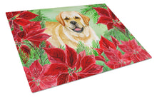 Load image into Gallery viewer, Golden Retriever Poinsettas Glass Cutting Boards – Durable, Decorative Kitchen Art Large CK1312LCB