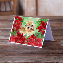 Load image into Gallery viewer, Morkie Poinsettas Greeting Cards -  Blank Note Cards – 8-Pack of Artist-Designed Cards with Envelopes