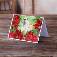 Load image into Gallery viewer, Irish Wolfhound Poinsettas Greeting Cards -  Blank Note Cards – 8-Pack of Artist-Designed Cards with Envelopes
