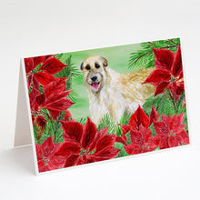 Load image into Gallery viewer, Irish Wolfhound Poinsettas Greeting Cards -  Blank Note Cards – 8-Pack of Artist-Designed Cards with Envelopes
