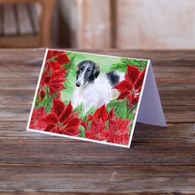 Load image into Gallery viewer, Borzoi Poinsettas Greeting Cards -  Blank Note Cards – 8-Pack of Artist-Designed Cards with Envelopes