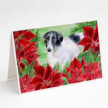 Load image into Gallery viewer, Borzoi Poinsettas Greeting Cards -  Blank Note Cards – 8-Pack of Artist-Designed Cards with Envelopes