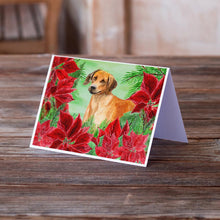 Load image into Gallery viewer, Rhodesian Ridgeback Poinsettas Greeting Cards -  Blank Note Cards – 8-Pack of Artist-Designed Cards with Envelopes