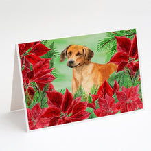 Load image into Gallery viewer, Rhodesian Ridgeback Poinsettas Greeting Cards -  Blank Note Cards – 8-Pack of Artist-Designed Cards with Envelopes