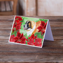 Load image into Gallery viewer, Saint Bernard Poinsettas Greeting Cards -  Blank Note Cards – 8-Pack of Artist-Designed Cards with Envelopes