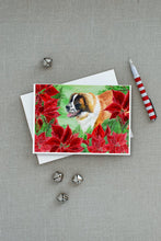 Load image into Gallery viewer, Saint Bernard Poinsettas Greeting Cards -  Blank Note Cards – 8-Pack of Artist-Designed Cards with Envelopes