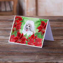 Load image into Gallery viewer, Medium White Poodle Poinsettas Greeting Cards -  Blank Note Cards – 8-Pack of Artist-Designed Cards with Envelopes