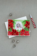 Load image into Gallery viewer, Medium White Poodle Poinsettas Greeting Cards -  Blank Note Cards – 8-Pack of Artist-Designed Cards with Envelopes