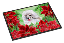 Load image into Gallery viewer, Medium White Poodle Poinsettas Doormat - 18x27 Decorative Floor Mat – Indoor/Outdoor Rug with Artistic Flair CK1331MAT