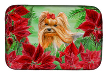 Load image into Gallery viewer, Yorkshire Terrier Poinsettas Dish Drying Mat – Absorbent, Artistic Kitchen Essentials CK1333DDM
