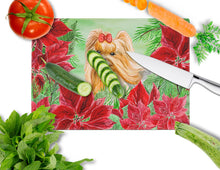 Load image into Gallery viewer, Yorkshire Terrier Poinsettas Glass Cutting Boards – Durable, Decorative Kitchen Art Large CK1333LCB
