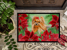 Load image into Gallery viewer, Yorkshire Terrier Poinsettas Doormat - 18x27 Decorative Floor Mat – Indoor/Outdoor Rug with Artistic Flair CK1333MAT