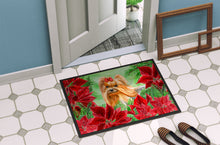Load image into Gallery viewer, Yorkshire Terrier Poinsettas Doormat - 18x27 Decorative Floor Mat – Indoor/Outdoor Rug with Artistic Flair CK1333MAT