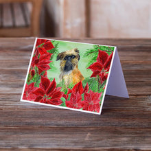 Load image into Gallery viewer, Brussels Griffon Poinsettas Greeting Cards -  Blank Note Cards – 8-Pack of Artist-Designed Cards with Envelopes