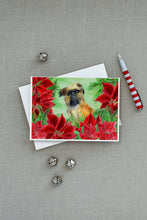 Load image into Gallery viewer, Brussels Griffon Poinsettas Greeting Cards -  Blank Note Cards – 8-Pack of Artist-Designed Cards with Envelopes