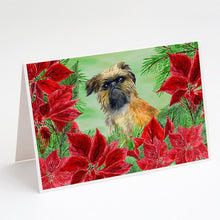 Load image into Gallery viewer, Brussels Griffon Poinsettas Greeting Cards -  Blank Note Cards – 8-Pack of Artist-Designed Cards with Envelopes