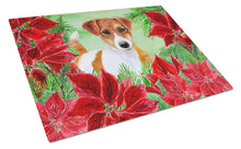 Load image into Gallery viewer, Jack Russell Terrier Poinsettas Glass Cutting Boards – Durable, Decorative Kitchen Art Large CK1337LCB