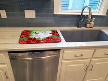 Load image into Gallery viewer, Samoyed Poinsettas Dish Drying Mat – Absorbent, Artistic Kitchen Essentials CK1339DDM
