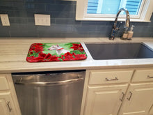Load image into Gallery viewer, Bull Terrier Poinsettas Dish Drying Mat – Absorbent, Artistic Kitchen Essentials CK1341DDM