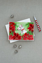 Load image into Gallery viewer, Bull Terrier Poinsettas Greeting Cards -  Blank Note Cards – 8-Pack of Artist-Designed Cards with Envelopes