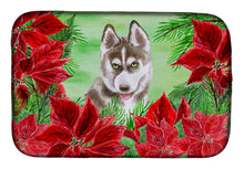 Load image into Gallery viewer, Siberian Husky Grey Poinsettas Dish Drying Mat – Absorbent, Artistic Kitchen Essentials CK1344DDM