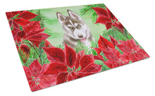 Load image into Gallery viewer, Siberian Husky Grey Poinsettas Glass Cutting Boards – Durable, Decorative Kitchen Art Large CK1344LCB