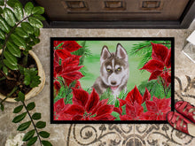Load image into Gallery viewer, Siberian Husky Grey Poinsettas Doormat - 18x27 Decorative Floor Mat – Indoor/Outdoor Rug with Artistic Flair CK1344MAT