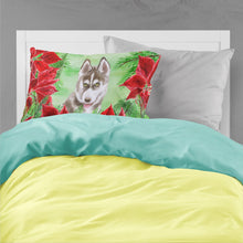 Load image into Gallery viewer, Siberian Husky Grey Poinsettas  Standard Pillowcase – Artistic Decorative Front, White Back CK1344PILLOWCASE