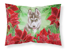 Load image into Gallery viewer, Siberian Husky Grey Poinsettas  Standard Pillowcase – Artistic Decorative Front, White Back CK1344PILLOWCASE