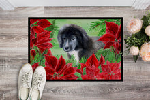 Load image into Gallery viewer, Newfoundland Puppy Poinsettas Doormat - 24x36 Decorative Floor Mat – Indoor/Outdoor Rug with Artistic Flair CK1347JMAT