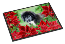Load image into Gallery viewer, Newfoundland Puppy Poinsettas Doormat - 24x36 Decorative Floor Mat – Indoor/Outdoor Rug with Artistic Flair CK1347JMAT