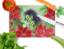 Load image into Gallery viewer, Newfoundland Puppy Poinsettas Glass Cutting Boards – Durable, Decorative Kitchen Art Large CK1347LCB