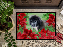 Load image into Gallery viewer, Newfoundland Puppy Poinsettas Doormat - 18x27 Decorative Floor Mat – Indoor/Outdoor Rug with Artistic Flair CK1347MAT