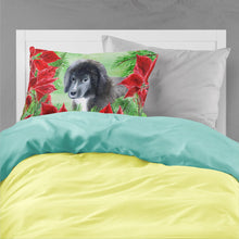 Load image into Gallery viewer, Newfoundland Puppy Poinsettas  Standard Pillowcase – Artistic Decorative Front, White Back CK1347PILLOWCASE